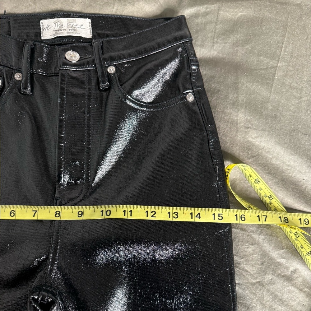 We The Free Black Patent Skinny Pants Size 25 High Rise Slim Skinny Button Fly - Picture 7 of 10